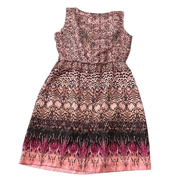 Dana Buchman Abstract Print Draped Sleeveless Dress Medium - Picture 8 of 16